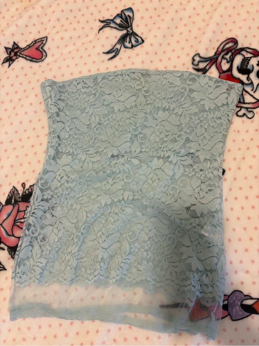 Strapless Lace Tube Top - Light Blue